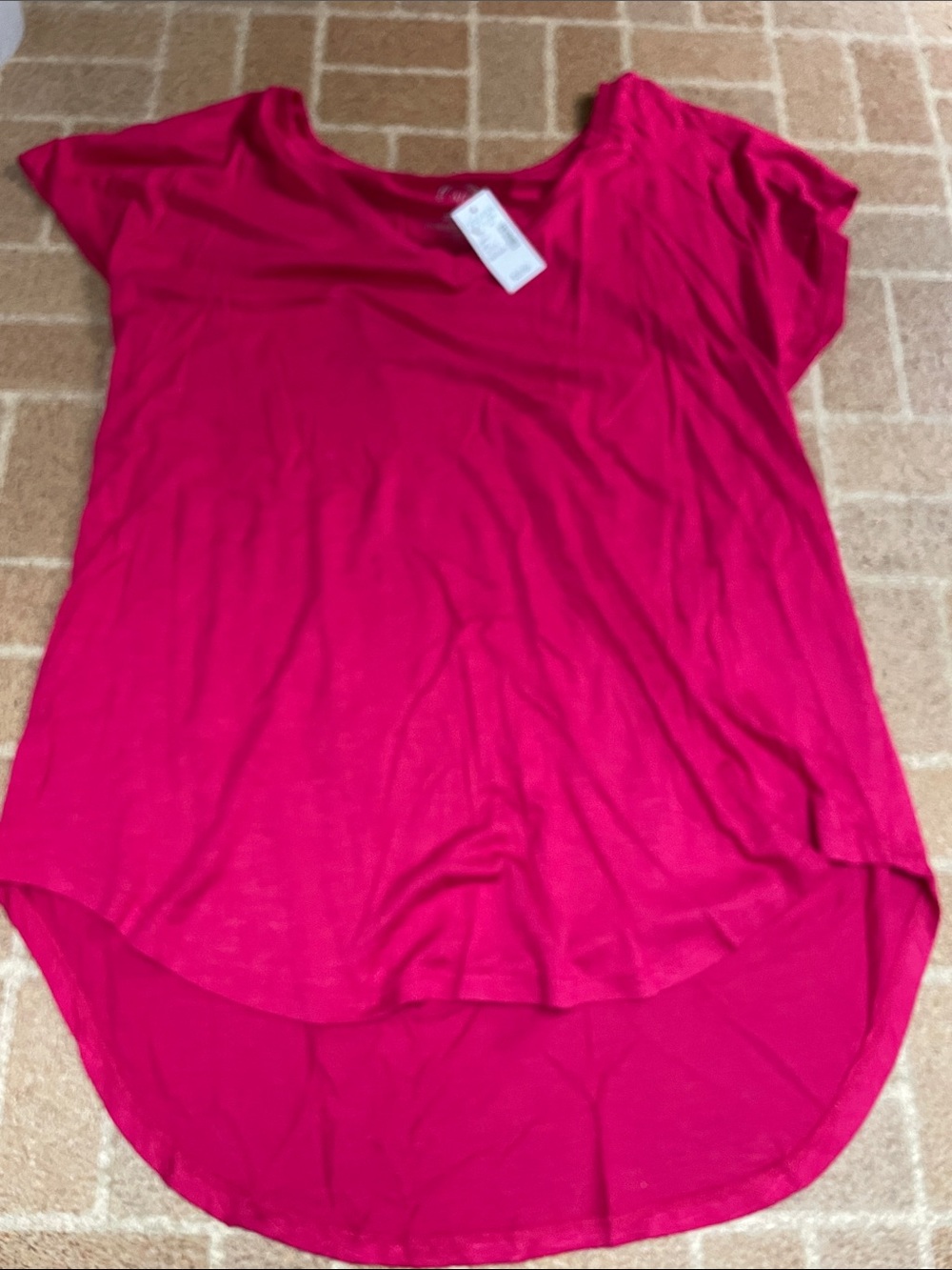 Maurices Bright Hot Pink Scoop Neck High-Low Tunic
